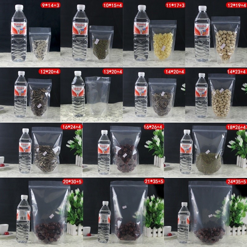 Resealable k Doypack Stand Up Pouch Clear Transparent Plastic Packaging Bag With Zipper
