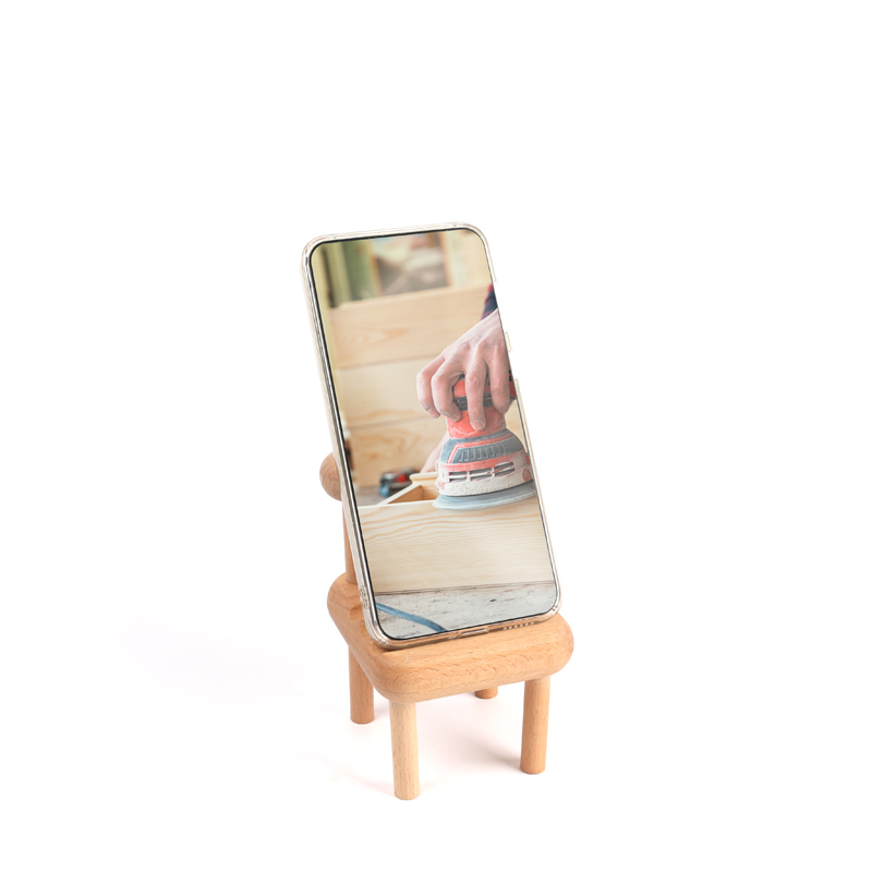 New wooden chair beech mobile phone holder creative small stool holder desktop mobile phone holder for lazy people