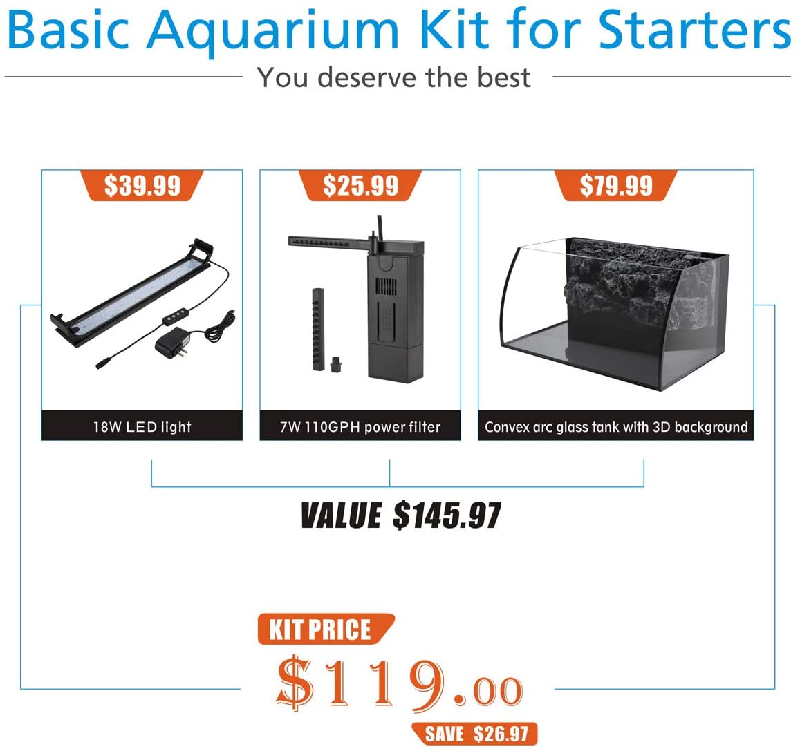 Durable Glass 8 Gallon Freshwater Fish Tank