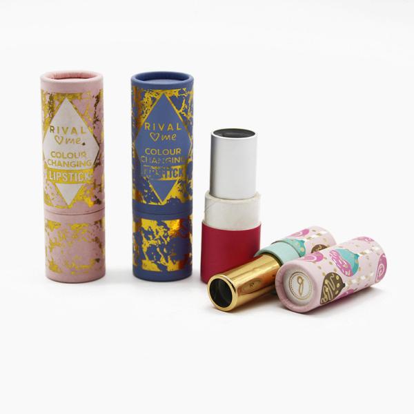 Buy cheap Eco Friendly Cardboard Tube Gift Box For Lip Balm Packaging With Gold foil from wholesalers