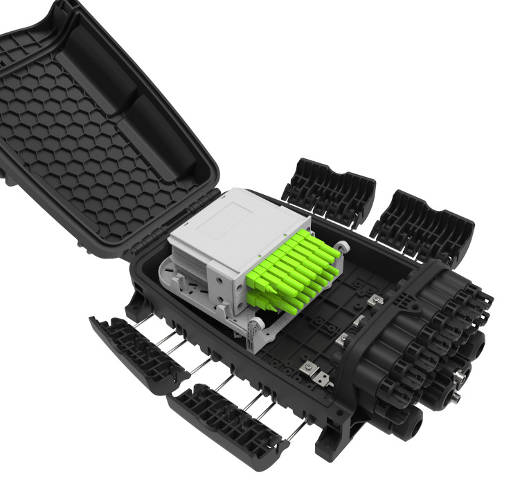 Pre-connectorized Optical Fiber Distribution Box GFS-16Q-2 IP68 16F 378*255*116mm 16 pre-connected adapter aerial-mount