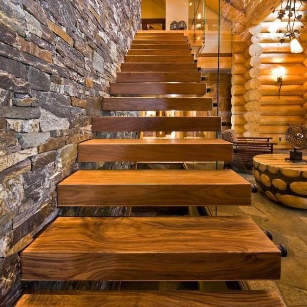 Buy cheap Floating Wood Tread Timber Stair Rails Straight For Living Room from wholesalers