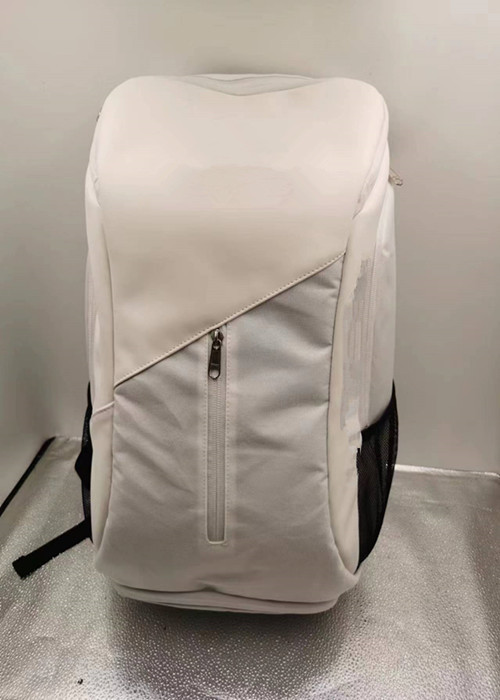 White Pickleball Racquet Bag With Zipper Closure and Side Thermo Pockets