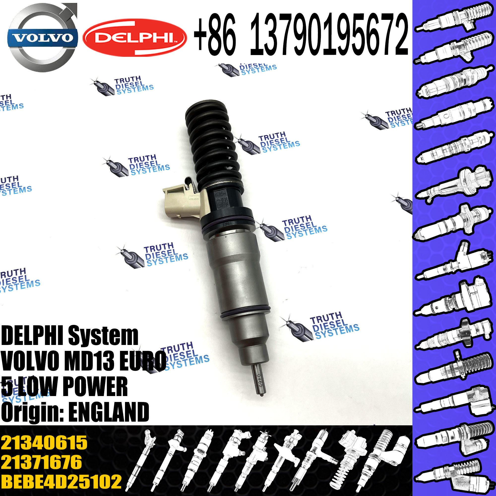 common rail injector 21340615 BEBE4D25002 for VOL truck D13C fo VOL Penta MD13 injector nozzle 21340615 BEBE4D25002