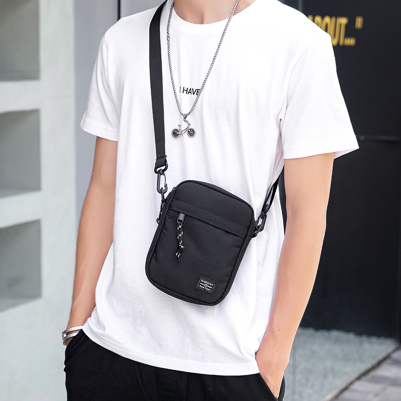 Fashion Men's Small Shoulder Bags Black Handbag Travel Wallet Mini Crossbody Bag Passport Clip Mobile Purse Strap Neck Pouch