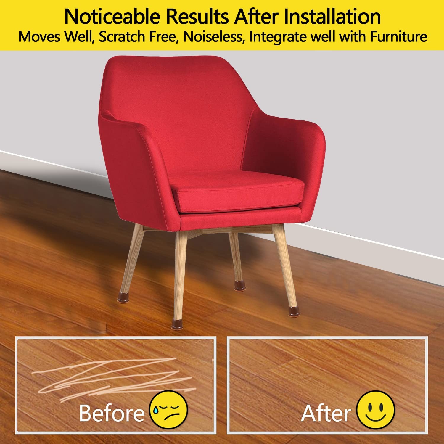 Silicone Chair Leg Floor Protectors Furniture Leg Protectors With Felt Black Table Leg Pad Brown