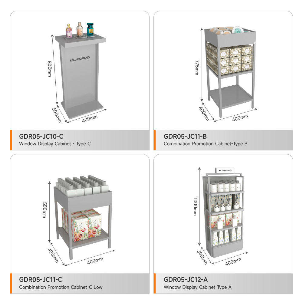 Store Showcase Grey Wooden Showcase Cabinet For Visual Merchandising Shop Display And Multi-Functional Store Counter