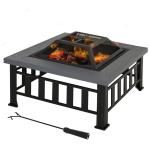 Outdoor Warming Square Wood Burning Firepit for Backyard Patio Garden and