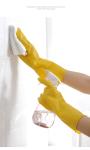 Flocked Lining House Cleaning Gloves 32CM Latex Yellow Gloves