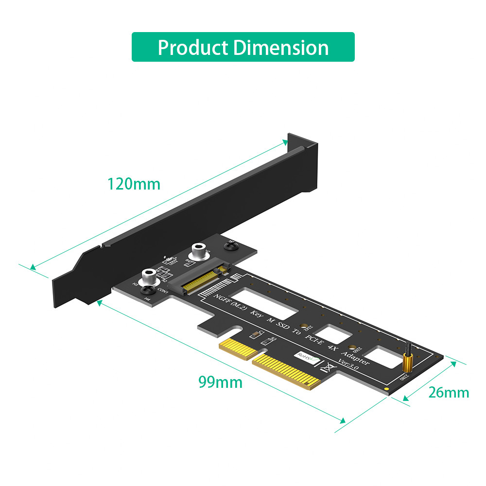 M.2 NGFF PCI-e SSD to PCI Express 3.0 x4 Host Adapter Card - Support M.2 PCIe (NVMe or AHCI) Type 2242 2260 2280