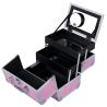 Buy cheap Portable Mini Makeup Vanity Case Organizer Box With Mirror 2 Trays Pink from wholesalers