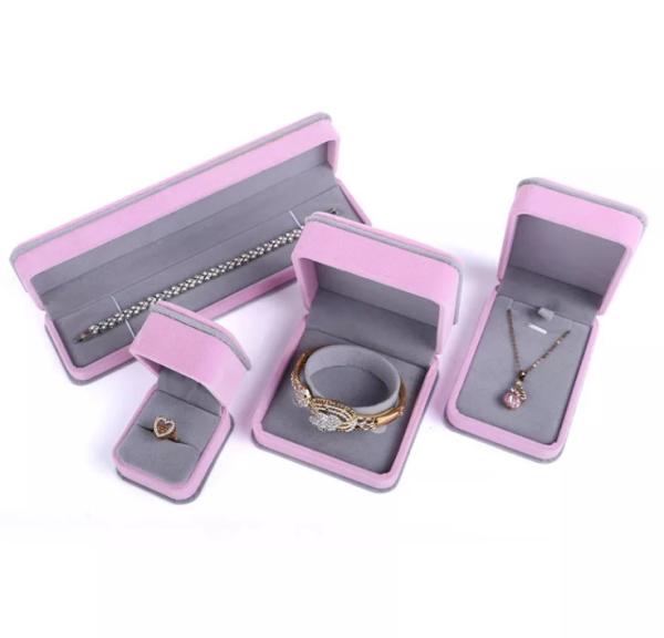Buy cheap OEM Ring Necklace Packaging Box Pink Velvet Jewelry Box ISO9001 from wholesalers