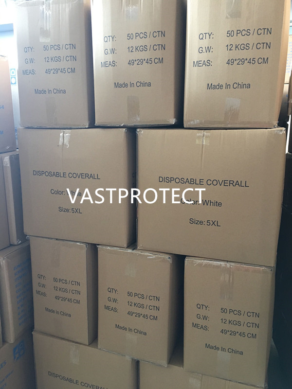 Cat 3 III Type 5 6 Disposable Overalls With Elastic Wrists And Ankles Non Woven SMS