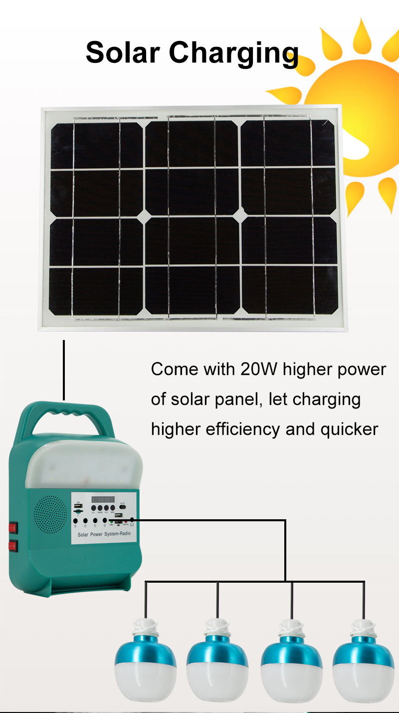 OEM Solar Power Bank With FM Radio Small System Led Powered Outdoor Lights
