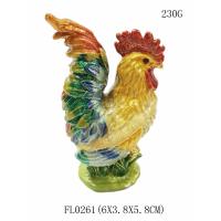 Buy cheap Metal Pewter Rooster Shape Jeweled Enamel Trinket Box Rooster Shape Trinket Box product
