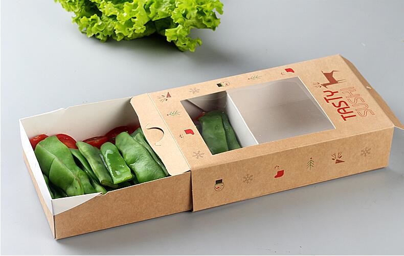 Cheap Cardboard foldable kraft paper lunch box with window,Lunch noodle fast food kraft paper box by customized logo pri