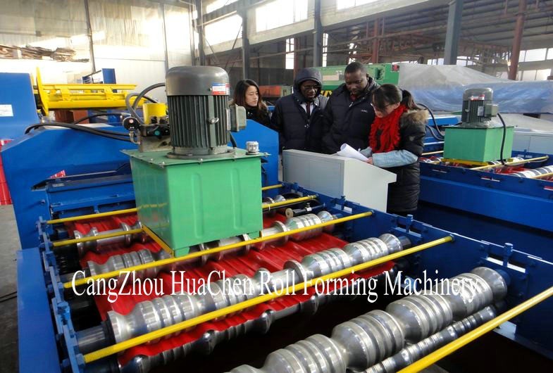 70mm Shaft Diameter Double Layer Glazed Tile Roll Forming Machine With 11 Row Roller