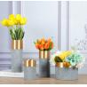 Buy cheap Wholesale Decorative Flower Vases Gold Plated with Marble Cylinder Flower Pot Set from wholesalers