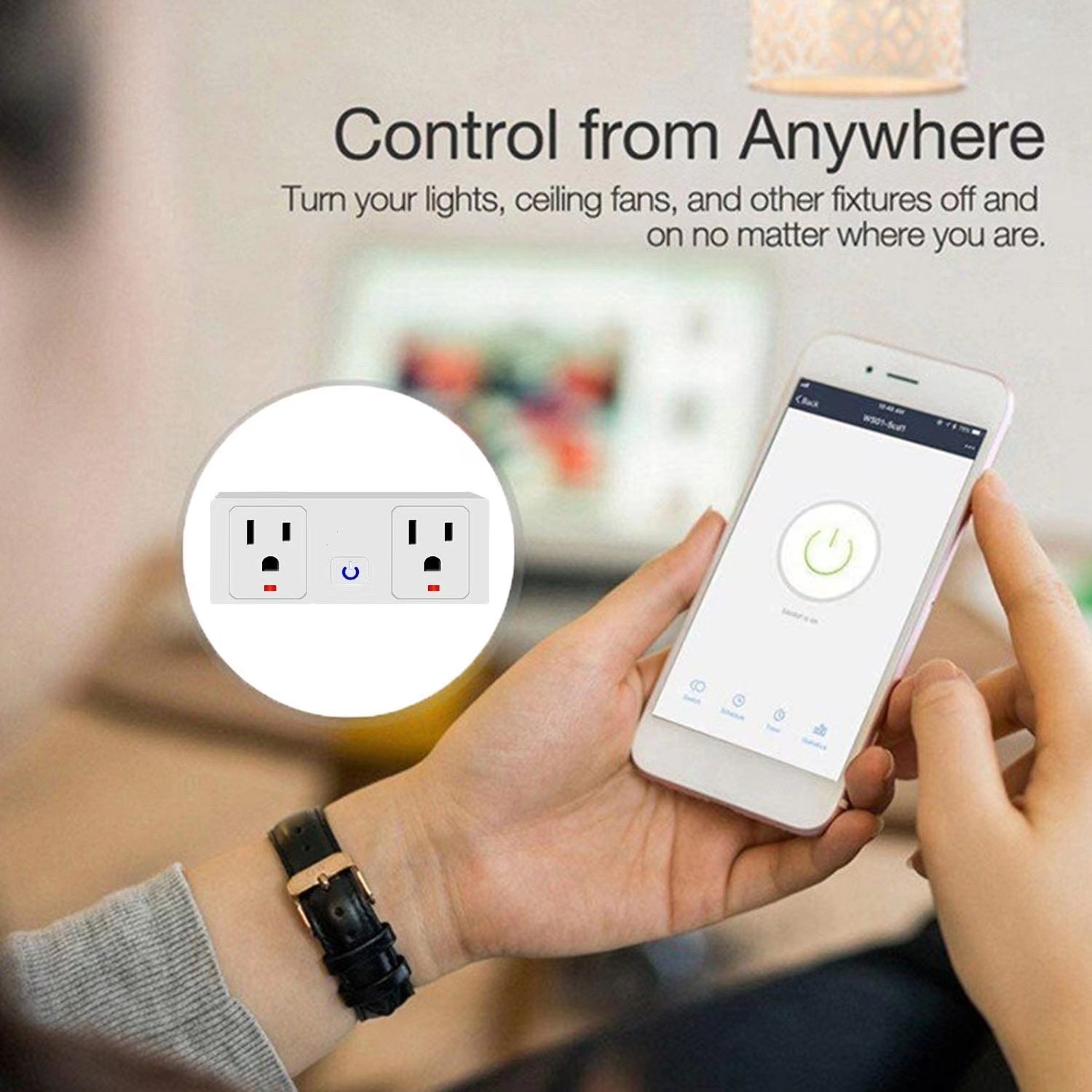 For Tuya Smart Output Plug Wifi Smart Plug Support Wifi US Standard Remote Control, Device Sharing