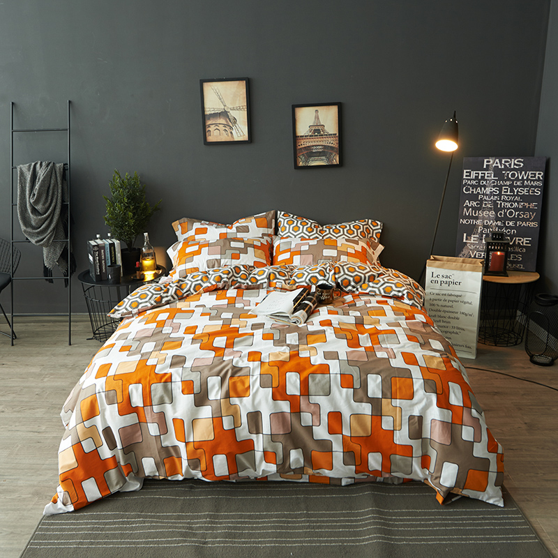 Yarn Dyed Pattern 100% Bamboo Duvet Cover Set Modern Style with Bedsheet Pillowcases