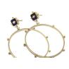 Buy cheap Saya 18k Stainless Steel Gold Earrings Blue Gem Earrings For Party from wholesalers