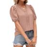 Buy cheap Female Tops and T-Shirt Custom Cotton Lace Shirt Short Sleeve Compression Embroidered Shirt from wholesalers