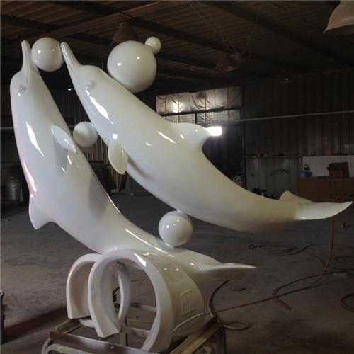Buy cheap Ocean Park Outdoor Fiberglass Dolphin Statue Polished 100cm Painted from wholesalers