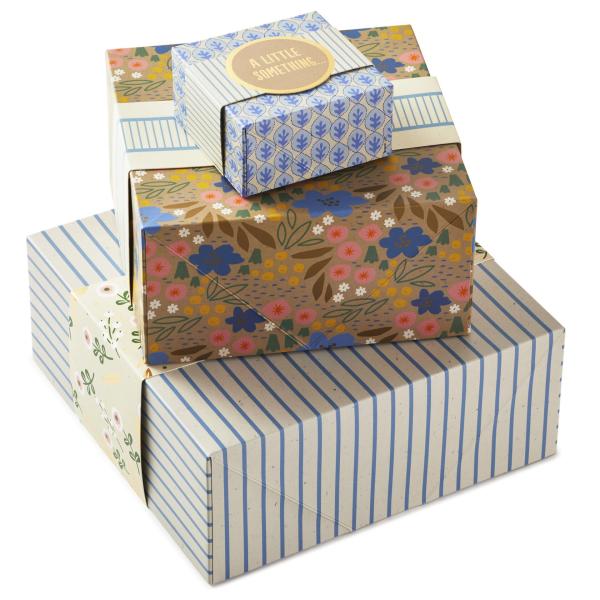 Buy cheap 4" Gray Geometric 2 Pack Gift Boxes With Gold Bands from wholesalers
