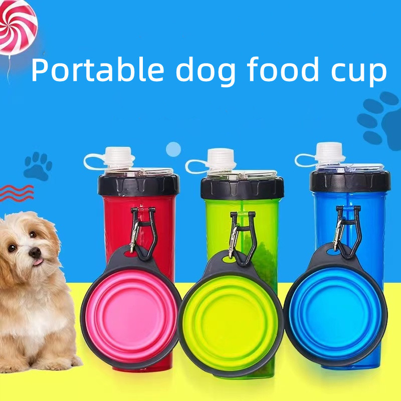 Dual Purpose Pet Water Grain Integrated Cup Portable Folding Dog Food Bowl
