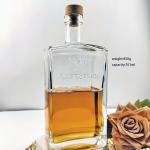Glass Beverage Bottle 750ml 500ml for Gin Whisky Vodka Brandy Customized Square
