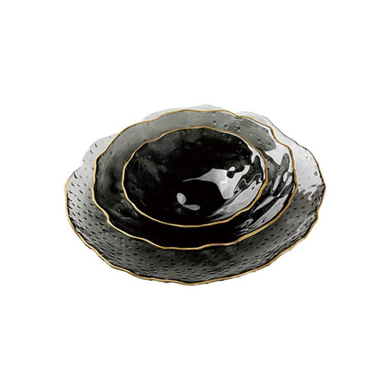 FDA Thick 4mm Irregular Shaped Glass Tableware Set
