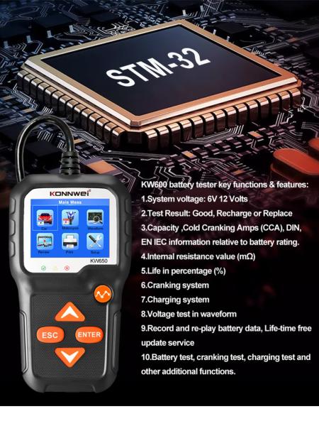 Buy cheap Motorcycle Grass Cutter Vehicle Diagnostic Battery Scanner KONNWEI KW650 For 6-12V Battery from wholesalers