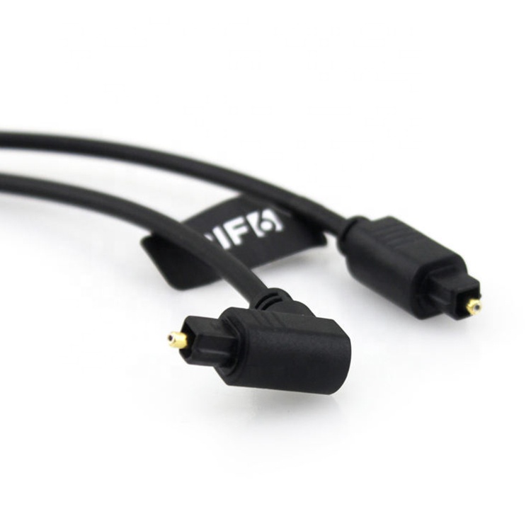 High Quality 90 Degree Angle 24K Gold SPDIF Digital Optical Audio Toslink Cable for PS4 TV
