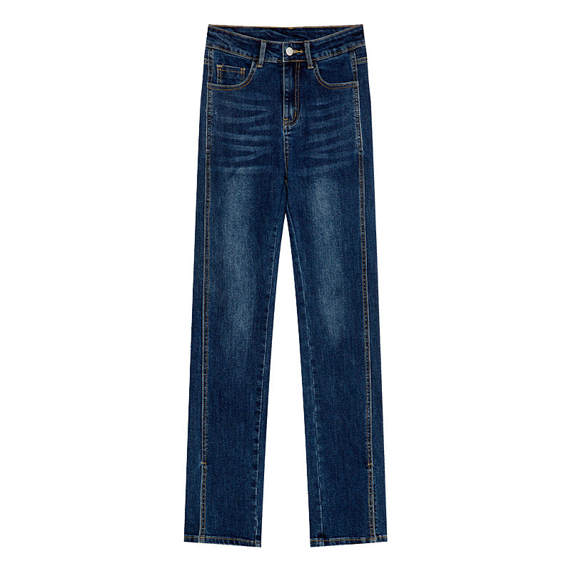 190GSM-200GSM High Rise Slim Straight Jeans Ladies Skinny Stretch Denim Pants