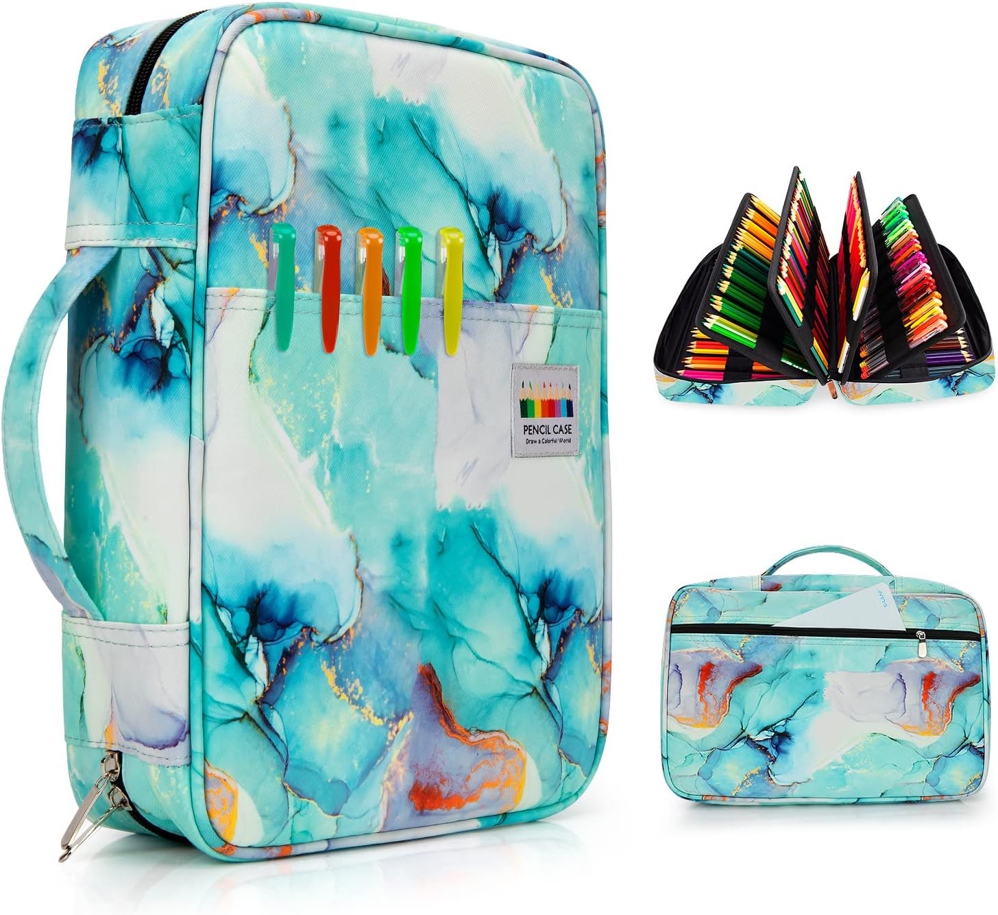 300 Slots Color Pencil Case - Pen Case Organizer with Handy Wrap & Zipper, Multilayer Holder for Prismacolor Colored Pen