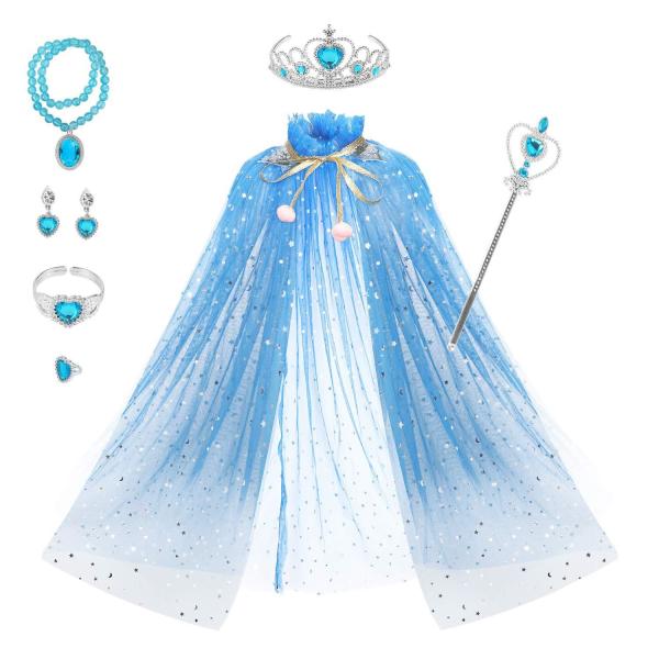 Buy cheap Silk Dress Pink Blue Children'S Clothing Accessories Dress With Tiara Crown Cape Set from wholesalers