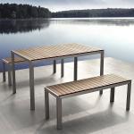 Sunproof 79.9 Inch Stainless Steel Picnic Table With Bench