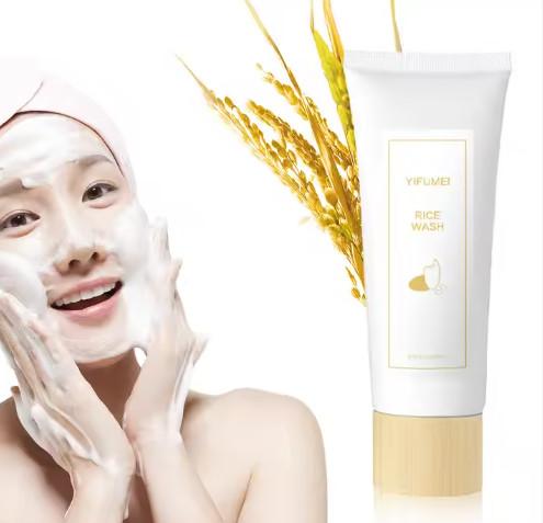 Natural Organic Rice Cleansing Foam Wash Deep Cleanse Facial Pore Soothing