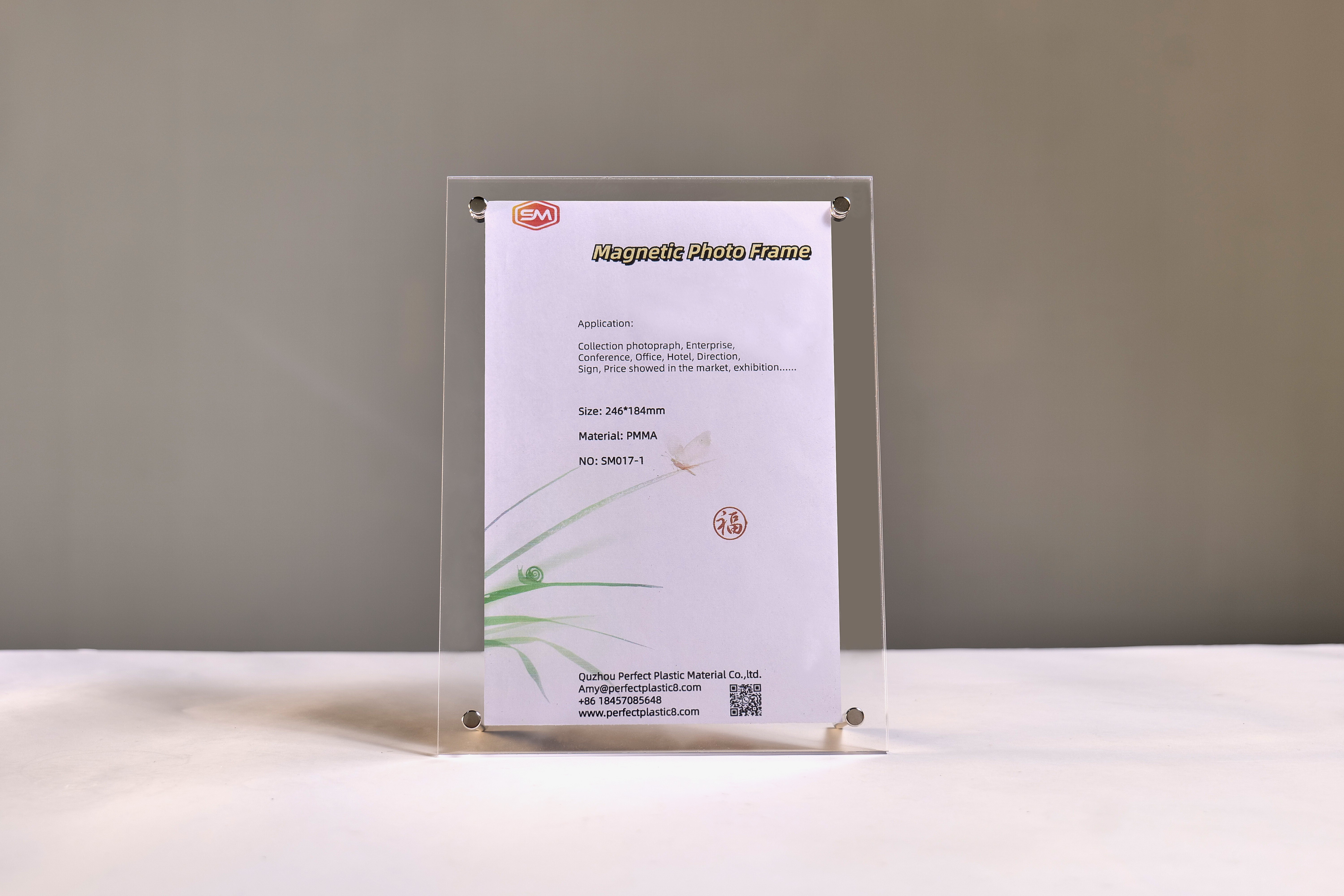 Clear Acrylic Certificate Frame Holder Clear Picture Photo Display Desk Sign With Stand