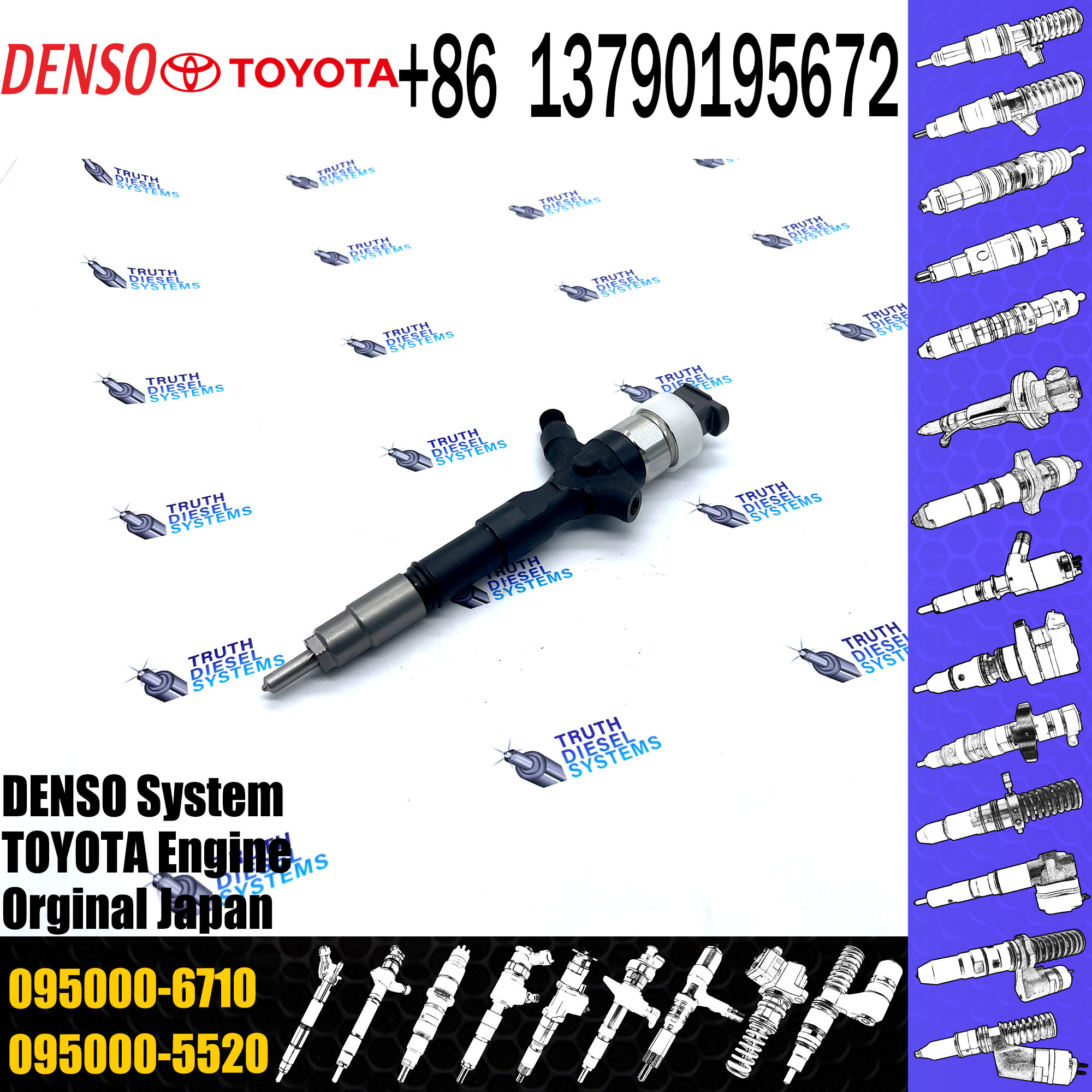 23670-39265 23670-30290 23670-39165 Genuine diesel fuel injector 095000-7810 0950007810 095000-7820 095000-7010 095000-6