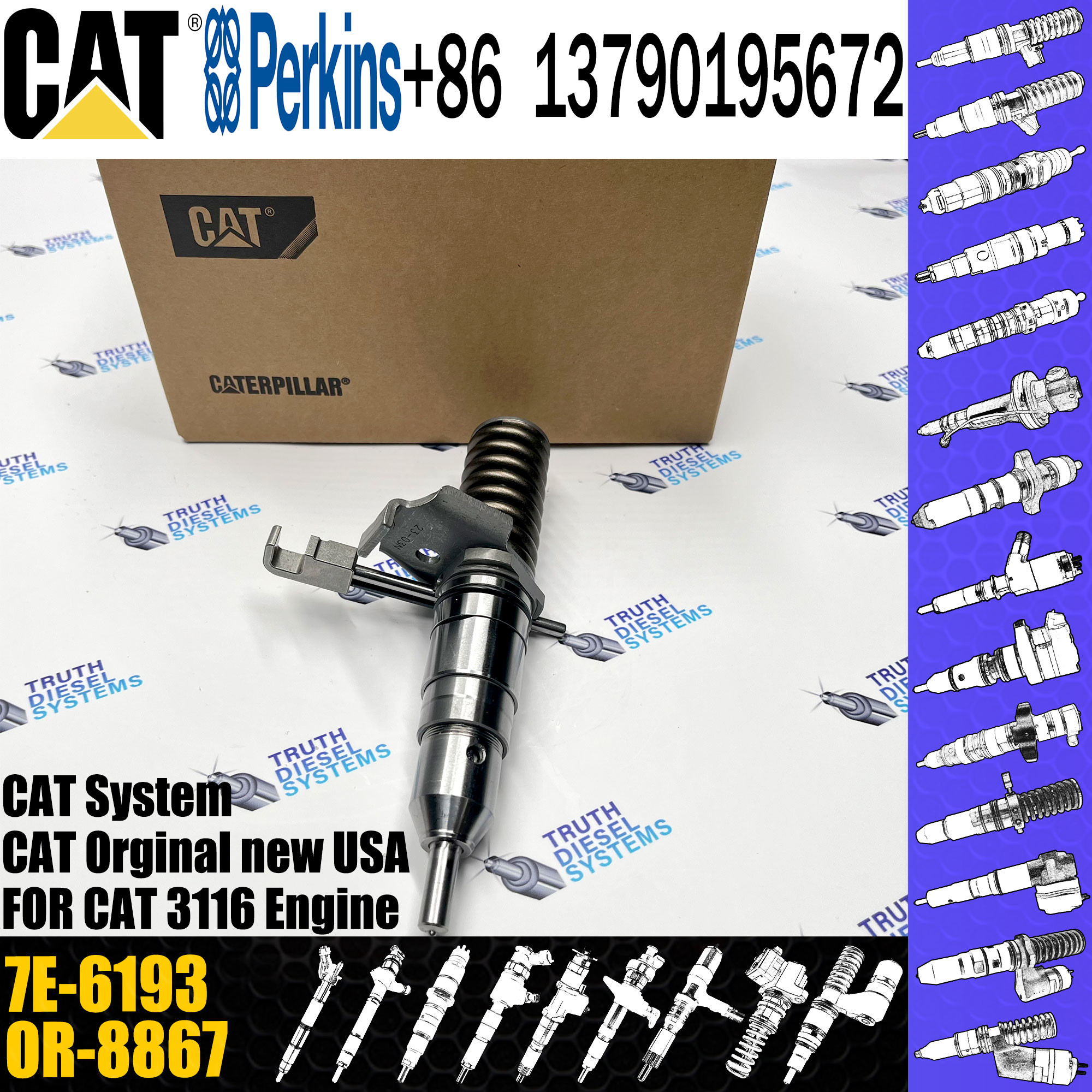 Diesel Engine spare parts Fuel Diesel Injector Nozzles 7E-6193 105-1694 OR-8473 0R-8682 0R-8467