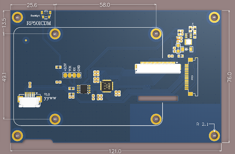5.0 Inch Raspberry Pi Module 800*480 MIPI IPS TFT DSI Multi Touch LCD Module