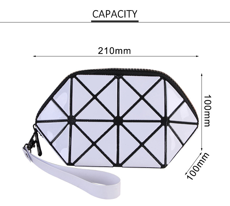 Break Resistant Geometric Diamond Lattice PU Clutch Makeup Bag