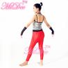 Buy cheap Sporty Hip Hop Dance Apparel Sleeveless Sequin Bodice Red Leotard With Fingerless Gloves from wholesalers