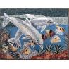 Buy cheap Blue Sea White Dolphins Mosaic Art Patterns Medallion Fish Border Marble Mosaic Tile from wholesalers