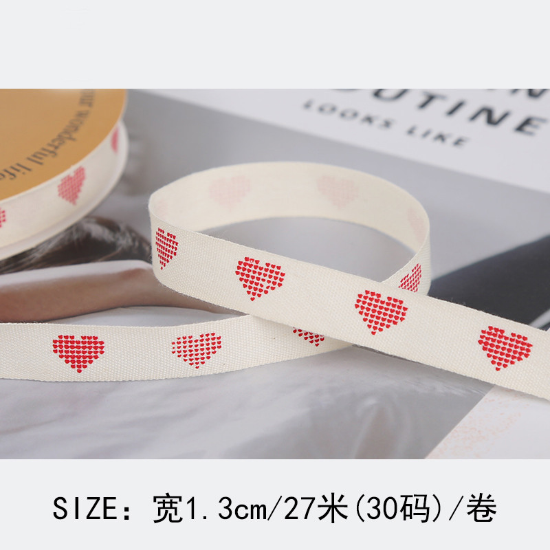 13mm Printed Cotton Ribbon DIY Craft Packing Ribbon For Gift