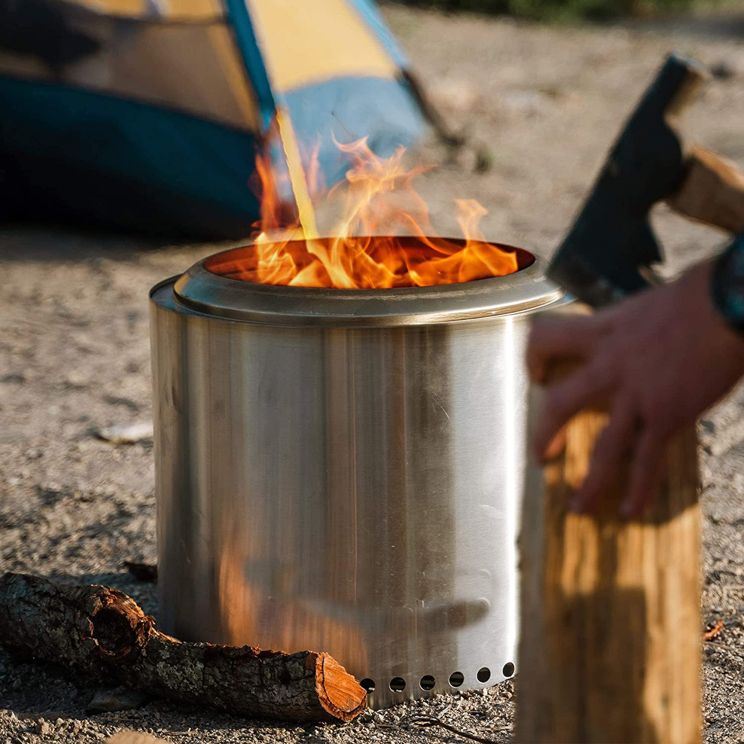 15 Inch 304 Stainless Steel Portable Smokeless Fire Pit Wood Burning Outdoor