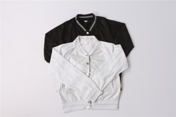 Buy cheap Black Grey Kids Terry Bomber Jacket 65% Polyester 35% Cotton from wholesalers