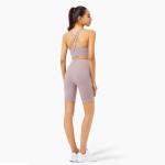 215gsm Lulu Cross Back Yoga Biker Shorts Athletic 2 Piece Set