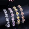 Buy cheap Luxury Bridal Bracelet Bangle Wedding Gift Big Cubic Zircon Vintage Baguette Bracelet Bangle Gold Color Jewelry from wholesalers